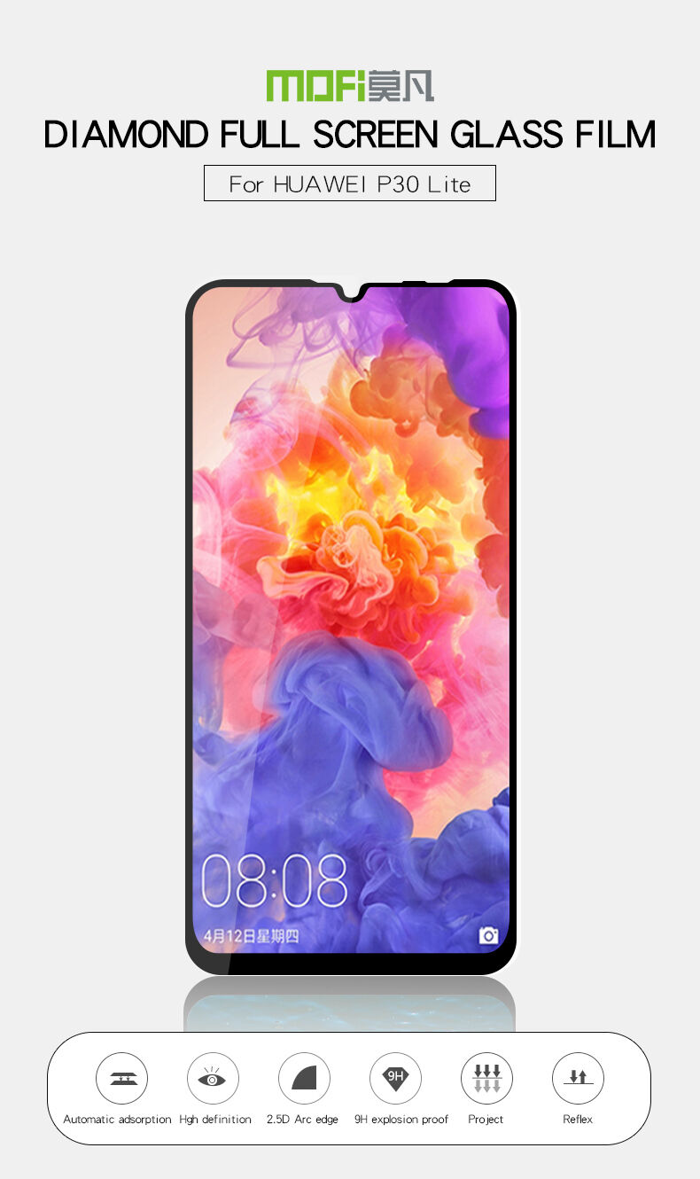 Mofi Tvrdené sklo 2,5D pre Huawei P30 Lite - čierne
