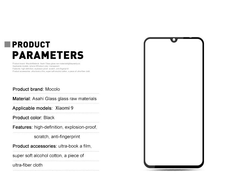 Mocolo Tvrdené sklo 3D pre Xiaomi Mi 9 - čierne