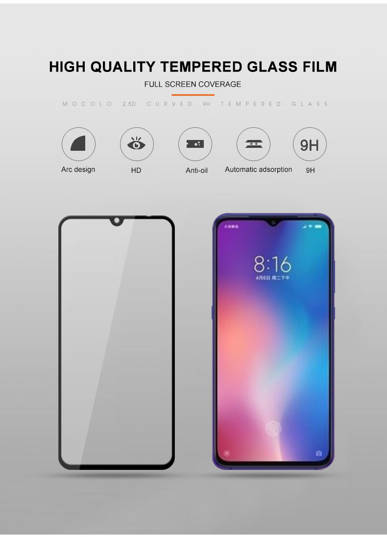 Mocolo Tvrdené sklo 3D pre Xiaomi Mi 9 - čierne