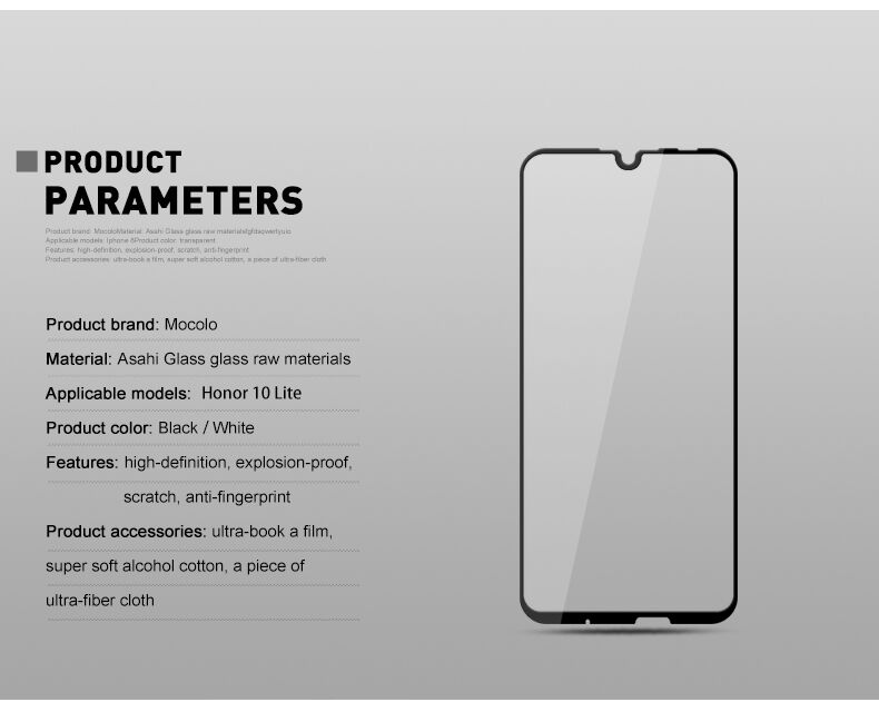 Mocolo Tvrdené sklo 3D pre Honor 10 Lite / Huawei P Smart (2019) - čierne
