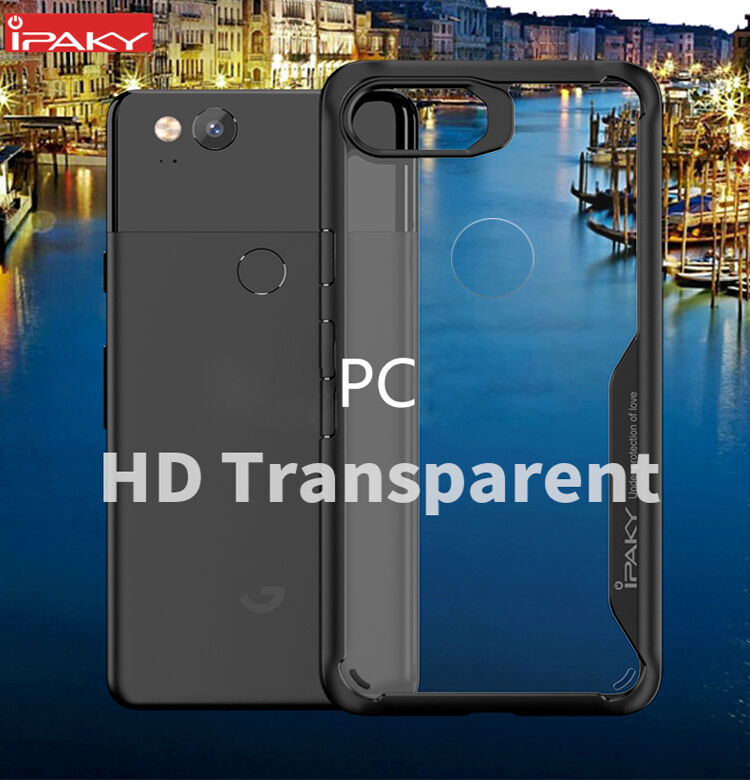 Ipaky nárazuvzdorný číry kryt s rámčekom pre Google Pixel 2 - čierny