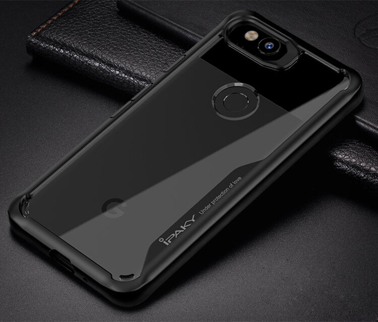 Ipaky nárazuvzdorný číry kryt s rámčekom pre Google Pixel 2 - čierny