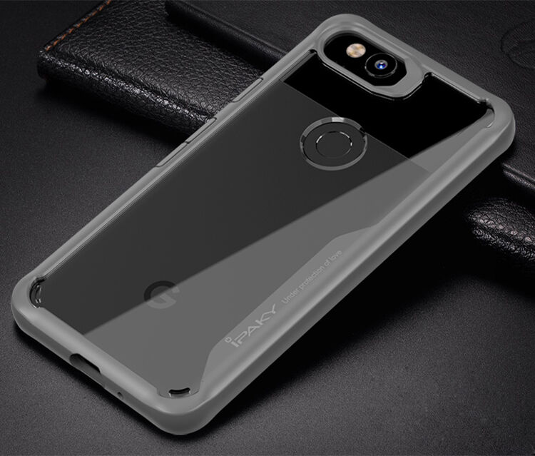 Ipaky nárazuvzdorný číry kryt s rámčekom pre Google Pixel 2 - čierny