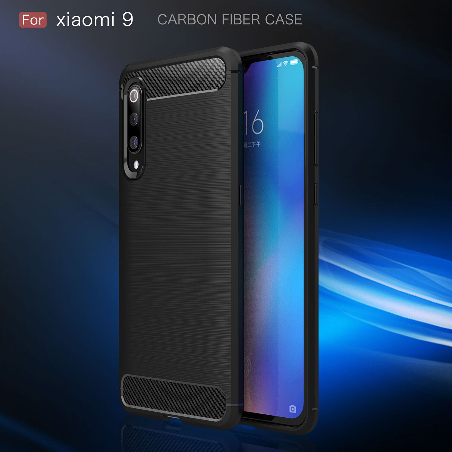 Plastový kryt s brúsenou textúrou pre Xiaomi Mi 9 - tmavomodrý