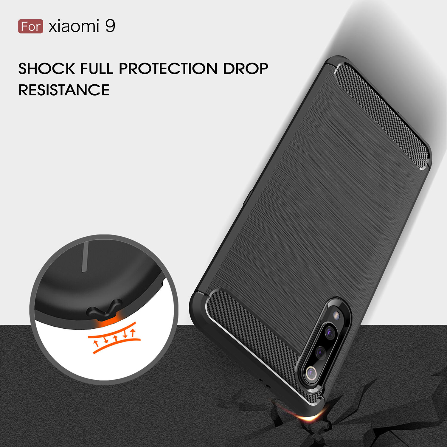 Plastový kryt s brúsenou textúrou pre Xiaomi Mi 9 - tmavomodrý