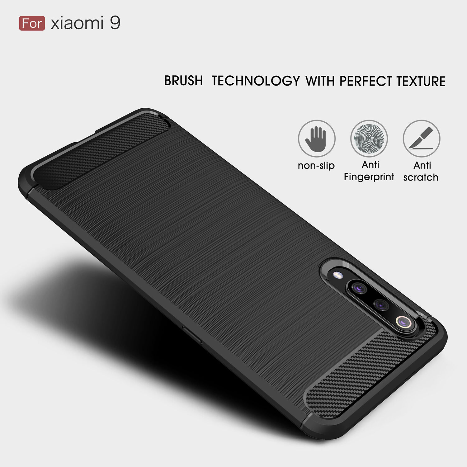 Plastový kryt s brúsenou textúrou pre Xiaomi Mi 9 - červený