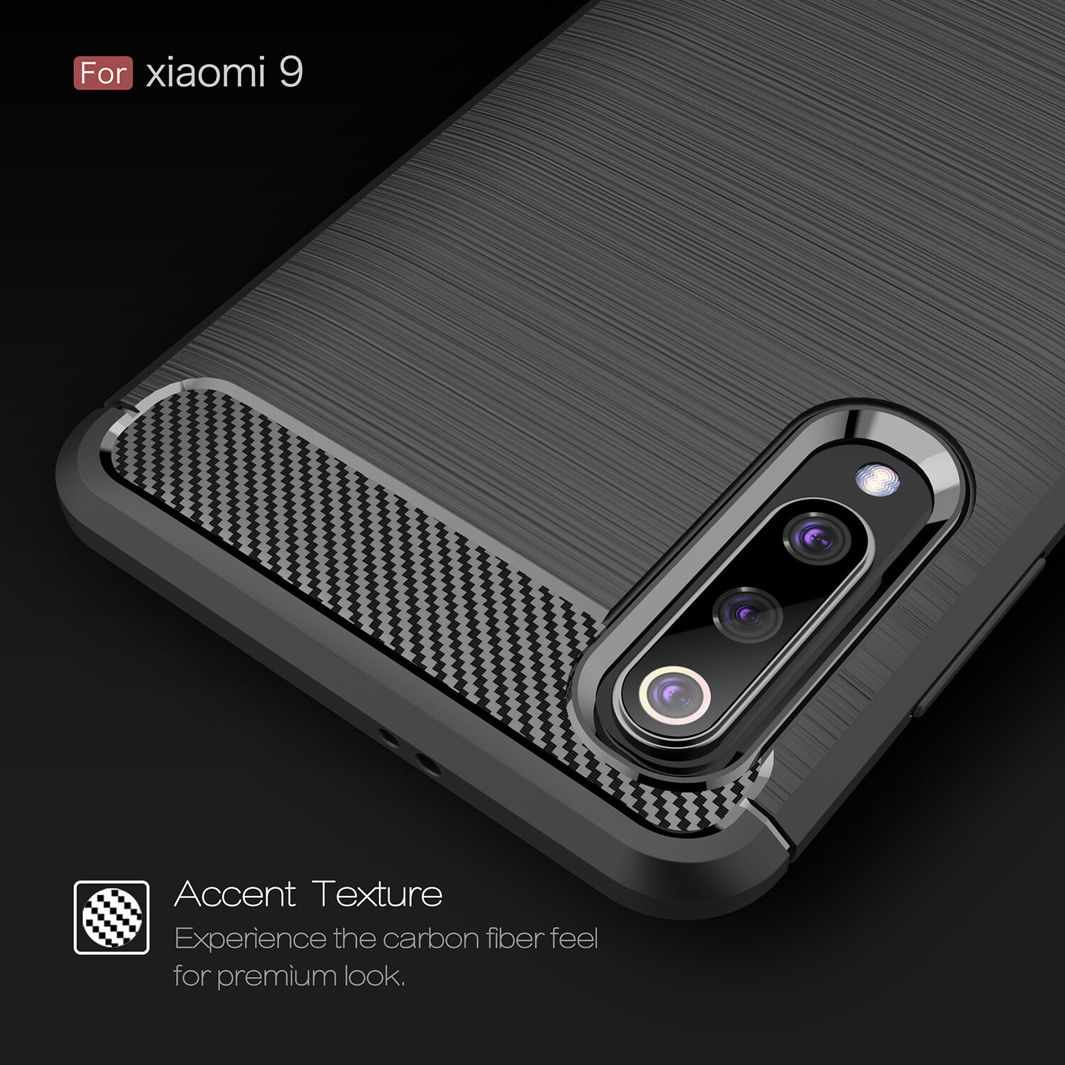 Plastový kryt s brúsenou textúrou pre Xiaomi Mi 9 - červený