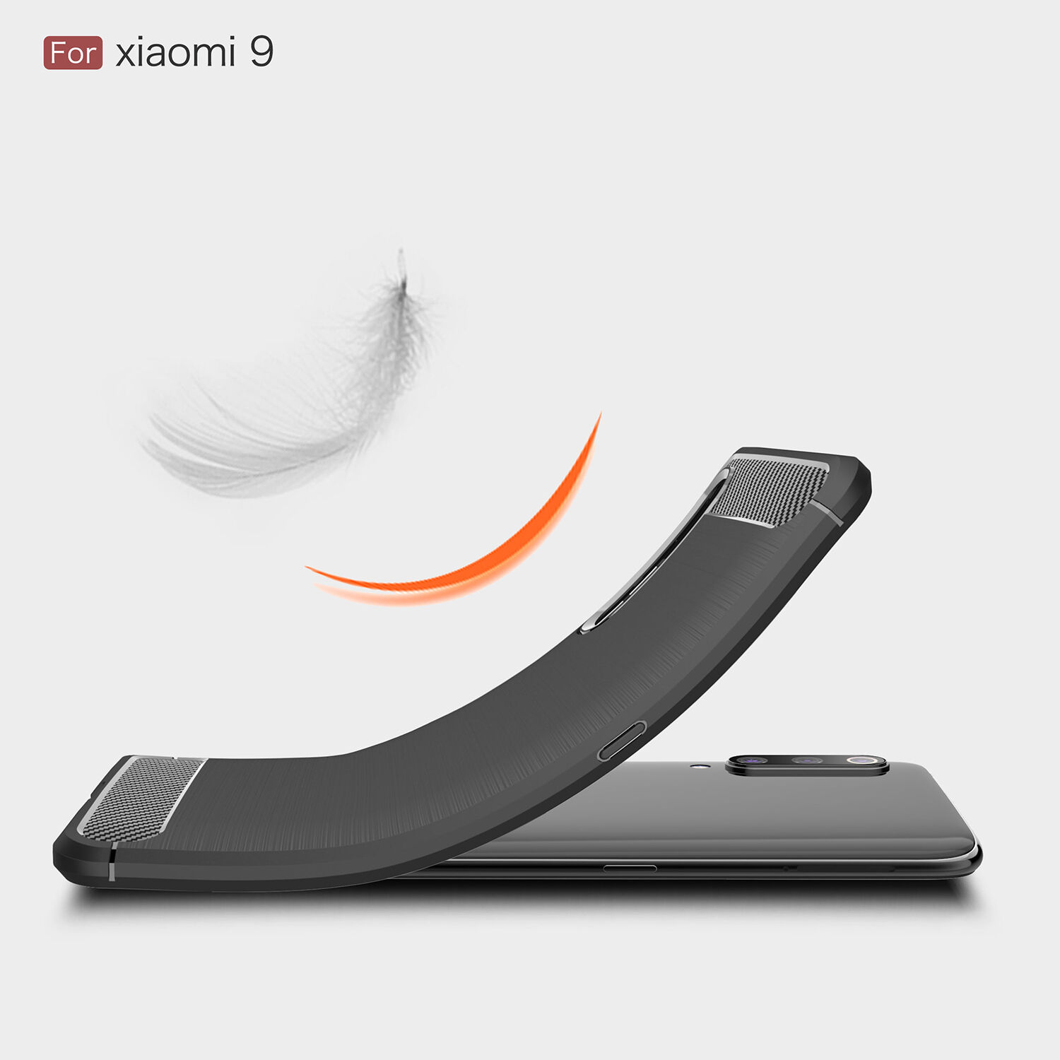 Plastový kryt s brúsenou textúrou pre Xiaomi Mi 9 - červený