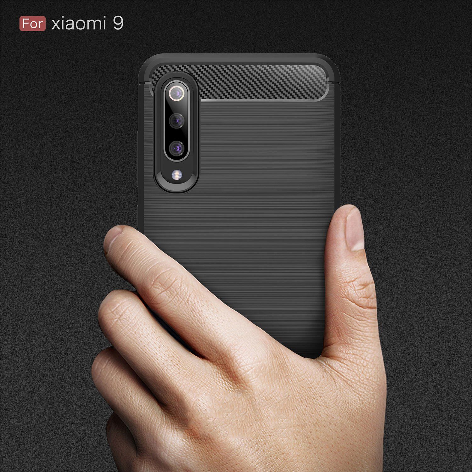 Plastový kryt s brúsenou textúrou pre Xiaomi Mi 9 - červený