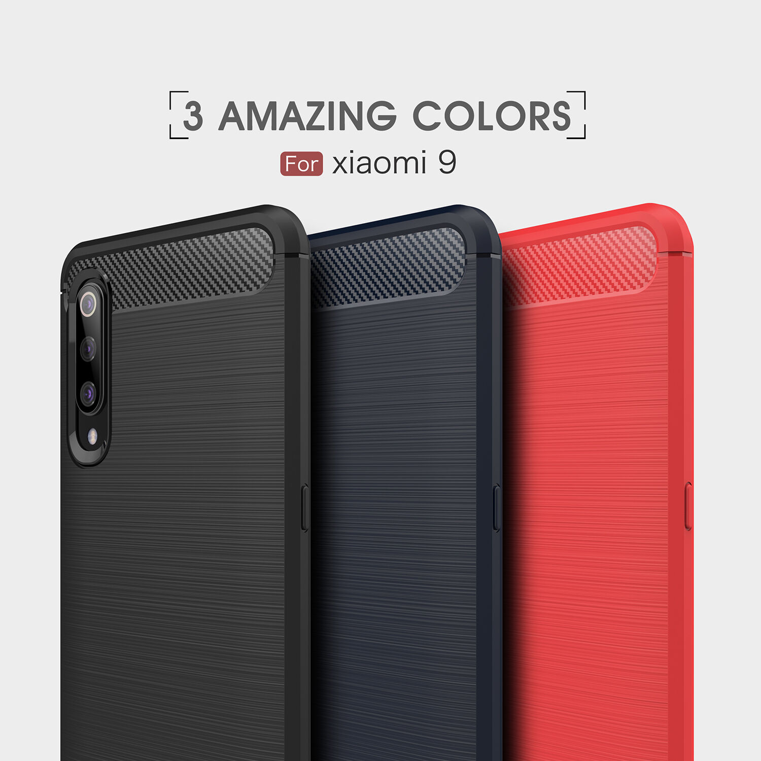Plastový kryt s brúsenou textúrou pre Xiaomi Mi 9 - červený