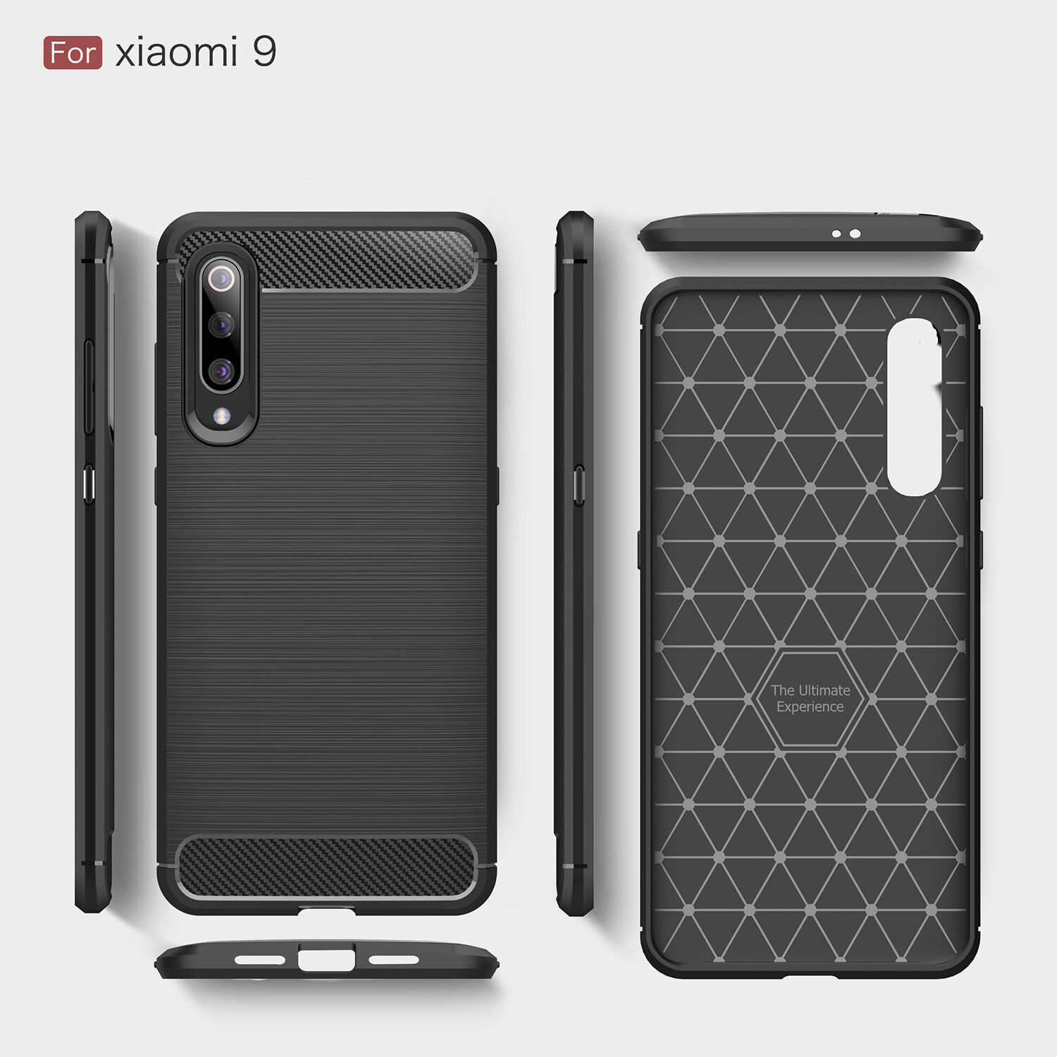 Plastový kryt s brúsenou textúrou pre Xiaomi Mi 9 - červený