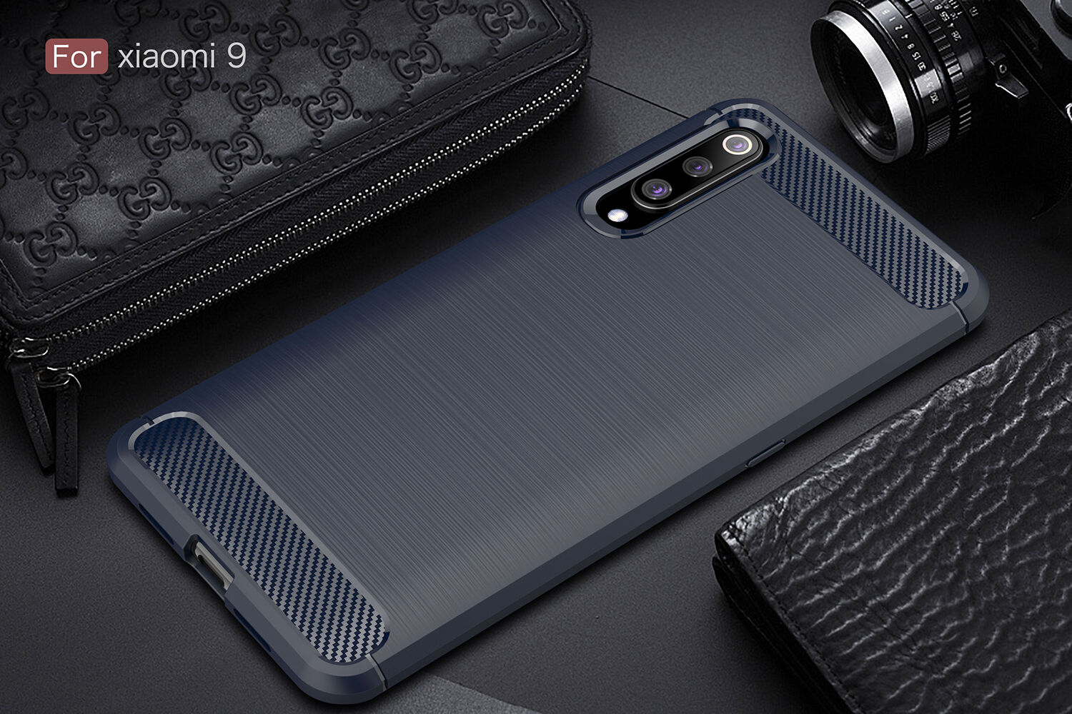 Plastový kryt s brúsenou textúrou pre Xiaomi Mi 9 - červený