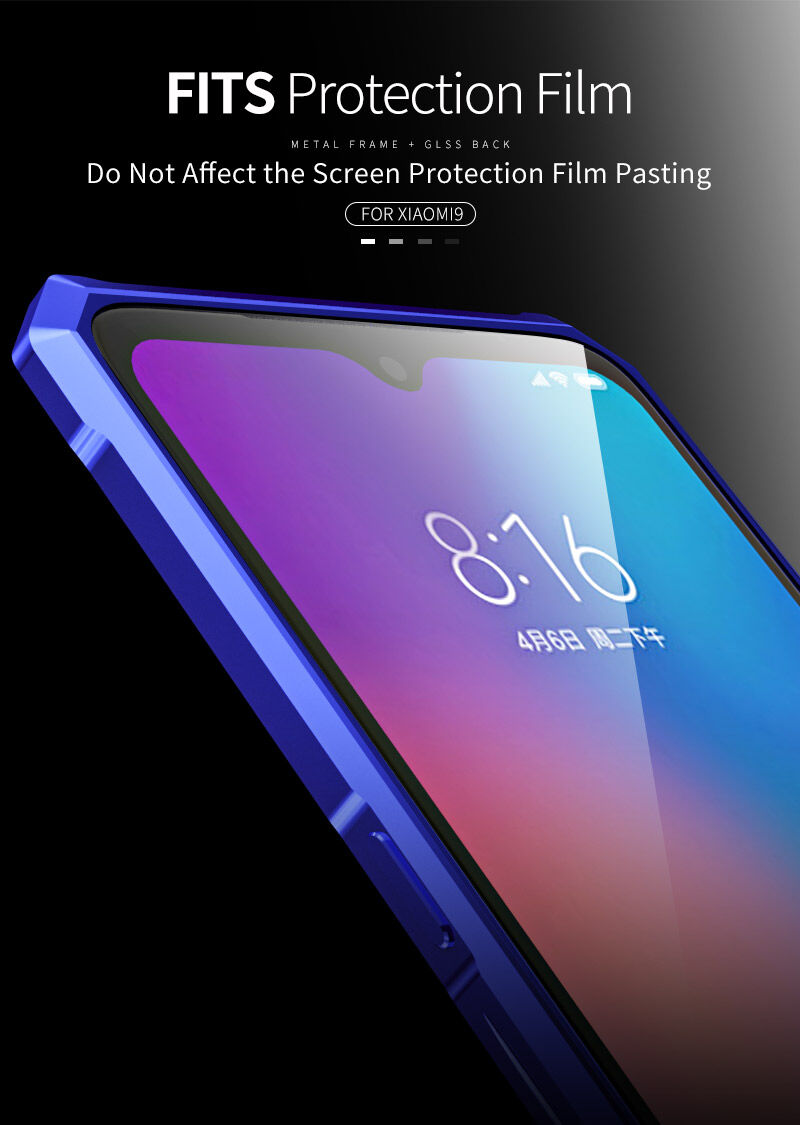 Kryt s kovovým rámčekom a tvrdeným sklom pre Xiaomi Mi 9 - čierny