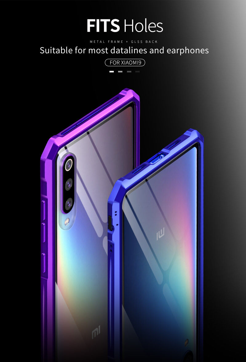 Kryt s kovovým rámčekom a tvrdeným sklom pre Xiaomi Mi 9 - čierny
