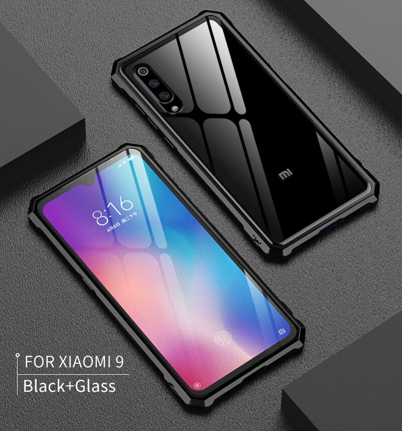 Kryt s kovovým rámčekom a tvrdeným sklom pre Xiaomi Mi 9 - modrý Kryt s kovovým rámčekom a tvrdeným sklom pre Xiaomi Mi 9 - modrý