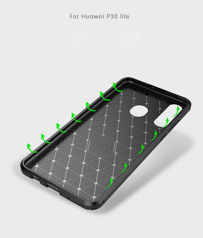 Plastový kryt s textúrou karbónu pre Huawei P30 Lite - čierny