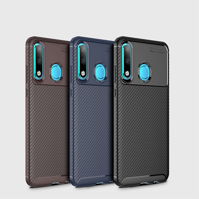 Plastový kryt s textúrou karbónu pre Huawei P30 Lite - čierny