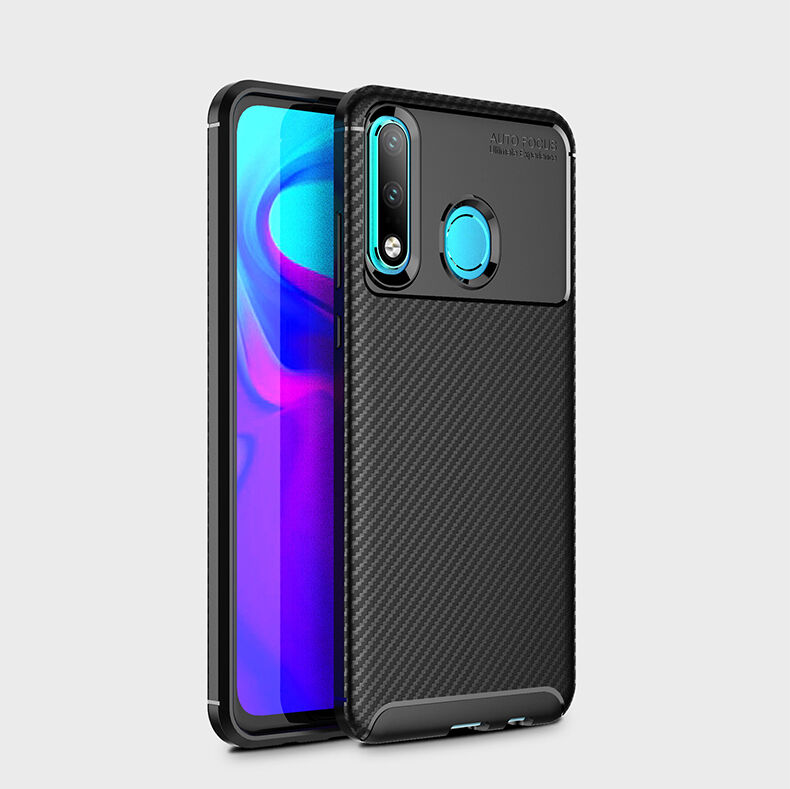 Plastový kryt s textúrou karbónu pre Huawei P30 Lite - čierny