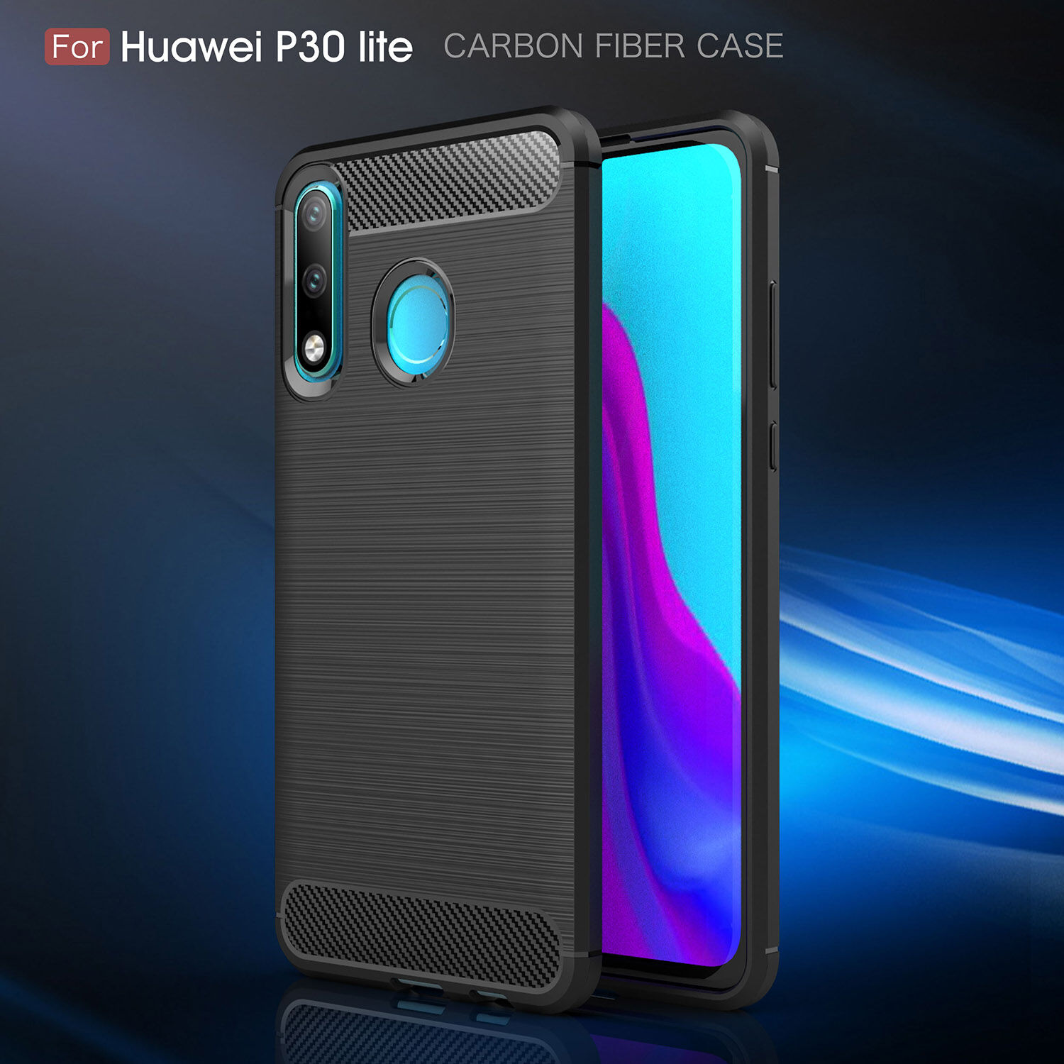 Plastový kryt s brúsenou textúrou pre Huawei P30 Lite - čierny
