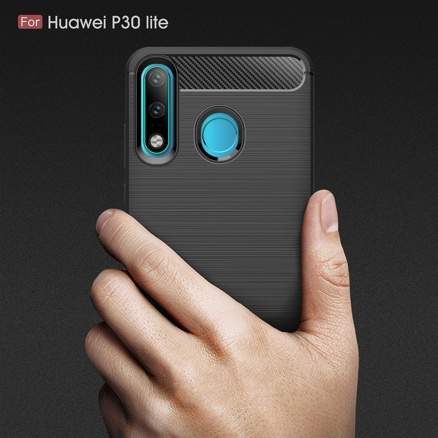 Plastový kryt s brúsenou textúrou pre Huawei P30 Lite - čierny