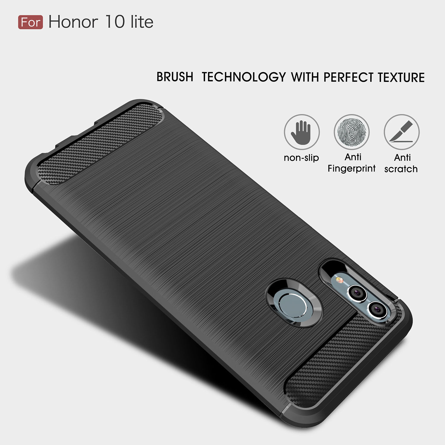Kryt s brúsenou a karbónovou textúrou pre Huawei P Smart (2019) / Honor 10 Lite - čierny