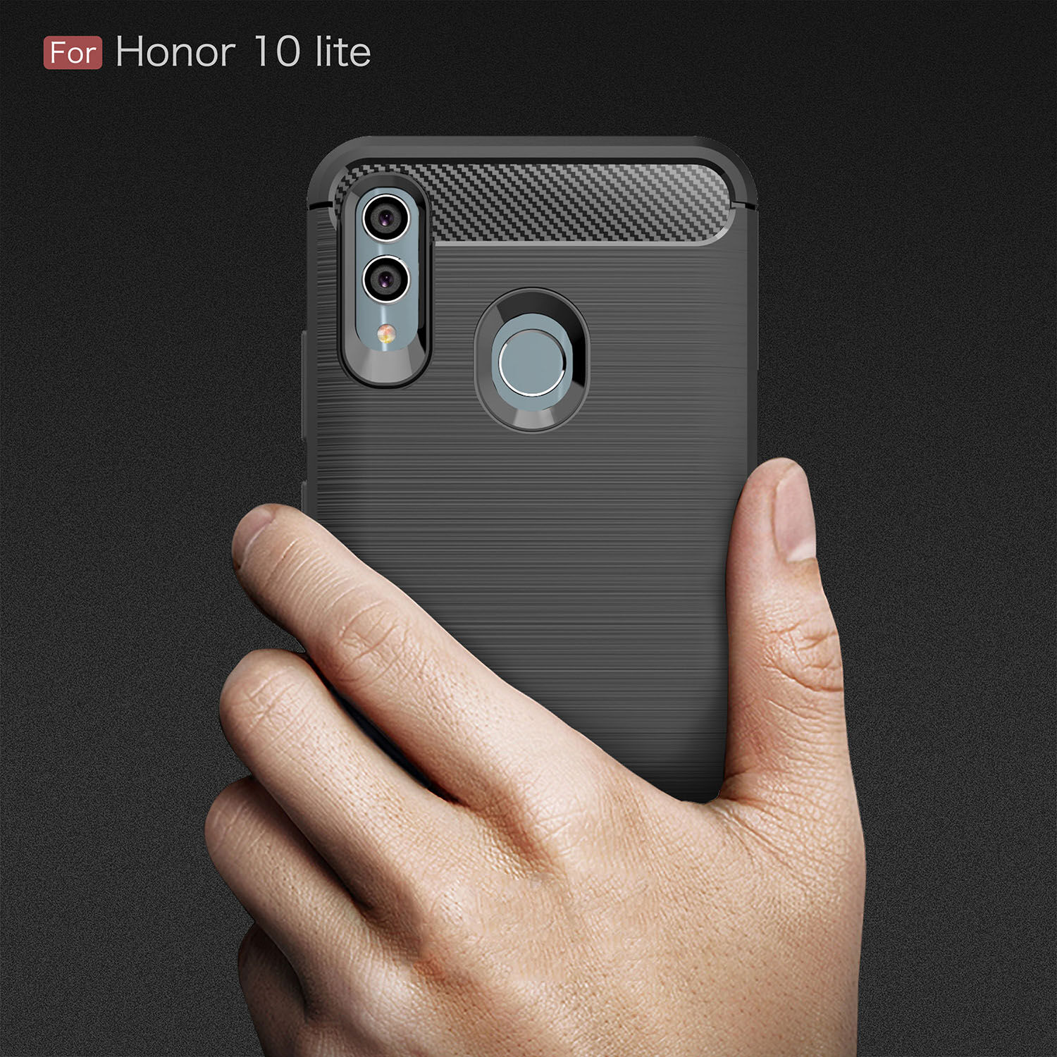 Kryt s brúsenou a karbónovou textúrou pre Huawei P Smart (2019) / Honor 10 Lite - čierny