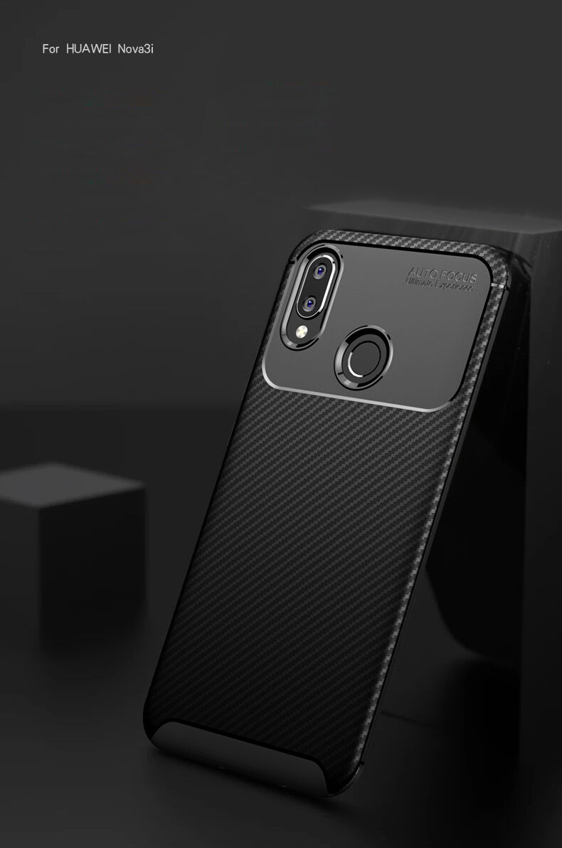 Plastový kryt s textúrou karbónu pre Huawei Nova 3i - čierny