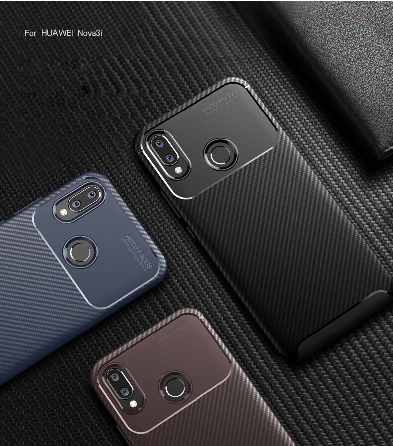 Plastový kryt s textúrou karbónu pre Huawei Nova 3i - čierny