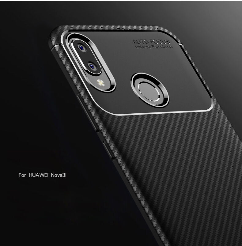 Plastový kryt s textúrou karbónu pre Huawei Nova 3i - čierny