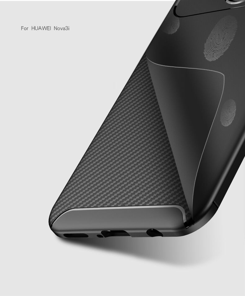 Plastový kryt s textúrou karbónu pre Huawei Nova 3i - čierny