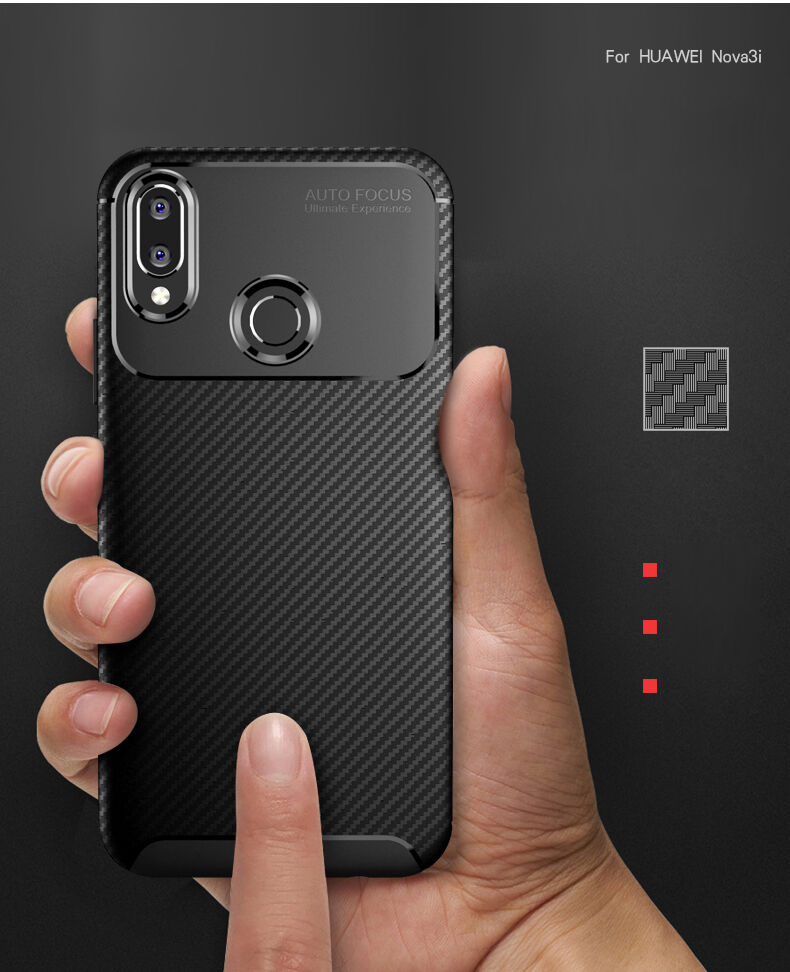 Plastový kryt s textúrou karbónu pre Huawei Nova 3i - čierny