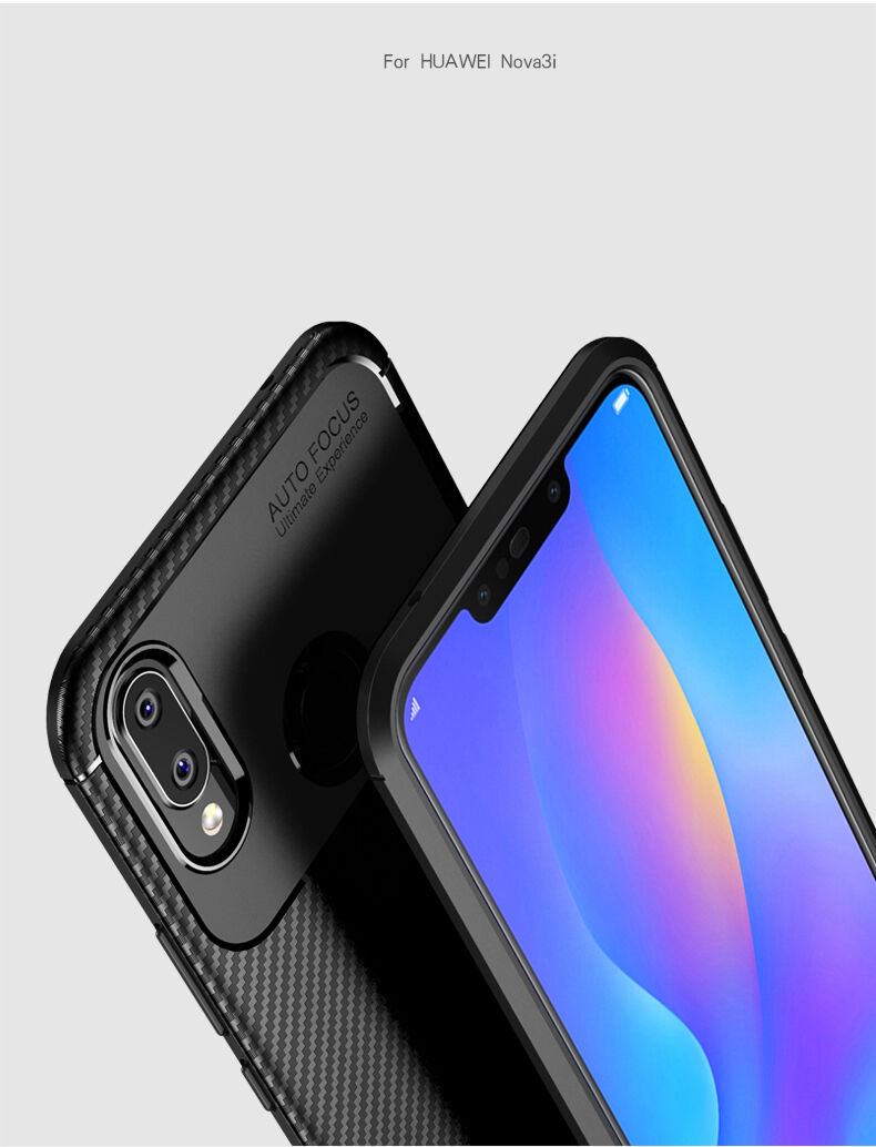 Plastový kryt s textúrou karbónu pre Huawei Nova 3i - čierny