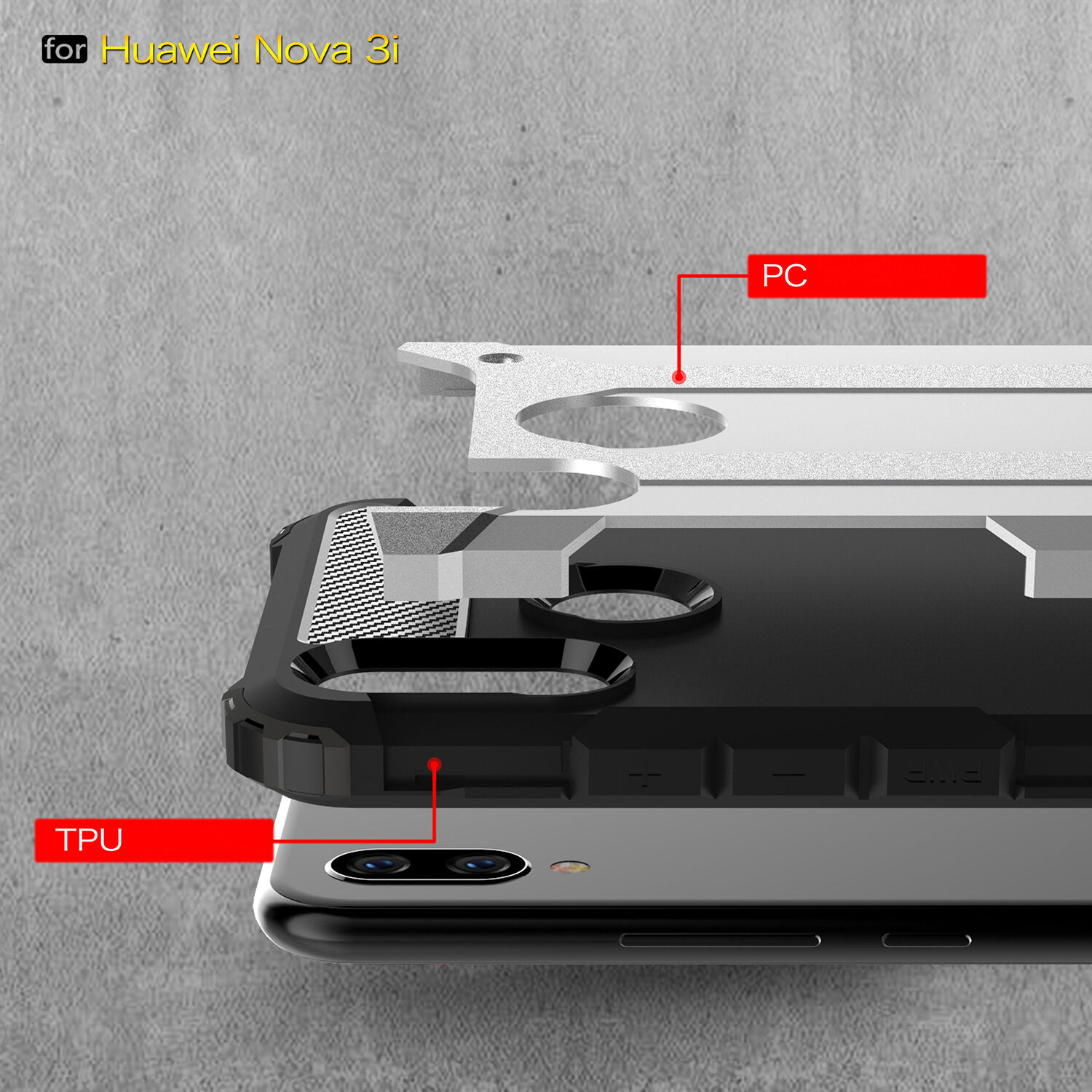 Superodolný kryt Armor pre Huawei Nova 3i - zlatoružový