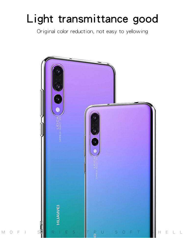 Mofi Yin priehľadný kryt z mäkkého plastu pre Huawei P20 Pro - ružový