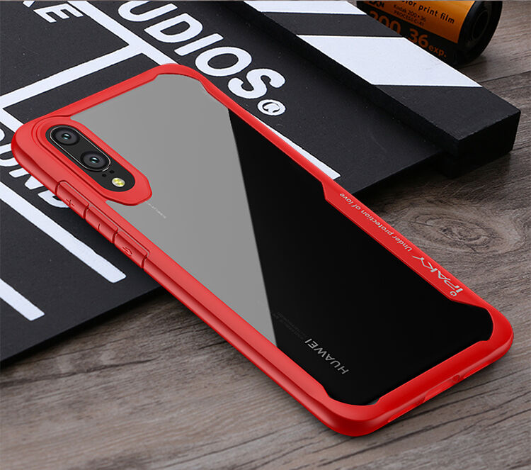 Ipaky číry kryt s rámčekom pre Huawei P20 Lite - červený