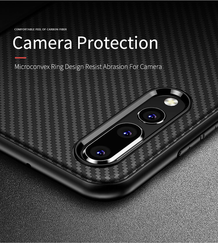 Ipaky plastový kryt s textúrou karbónu pre Huawei P20 Pro - sivý