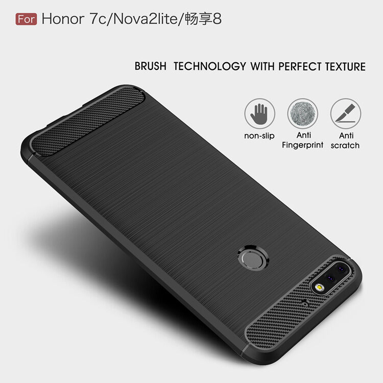 Plastový kryt s brúsenou textúrou pre Huawei Y7 Prime (2018) - červený