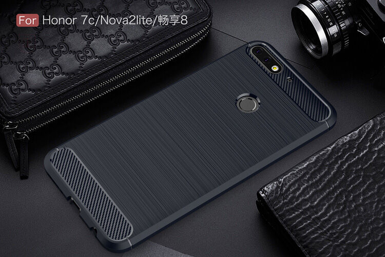 Plastový kryt s brúsenou textúrou pre Huawei Y7 Prime (2018) - červený