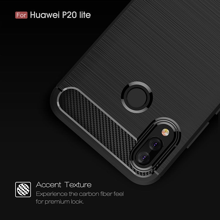 Plastový kryt s brúsenou textúrou na Huawei P20 Lite - čierny