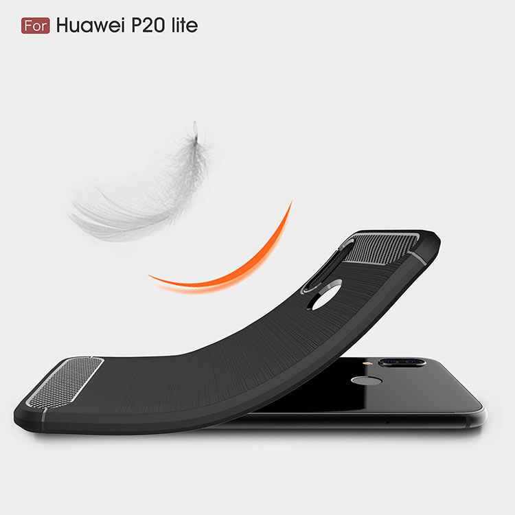 Plastový kryt s brúsenou textúrou na Huawei P20 Lite - čierny