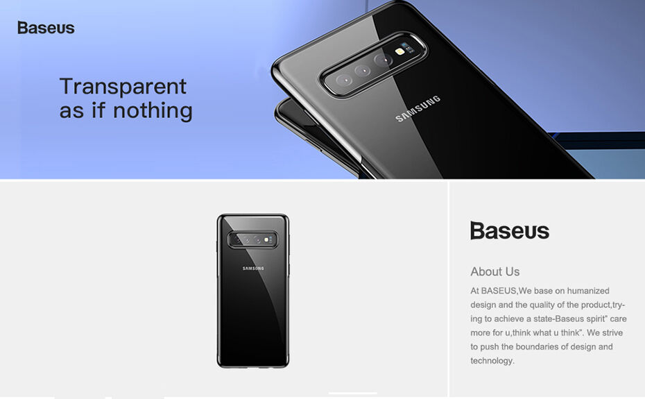 Baseus plastový číry kryt s rámčekom pre Samsung Galaxy S10 Plus - čierny