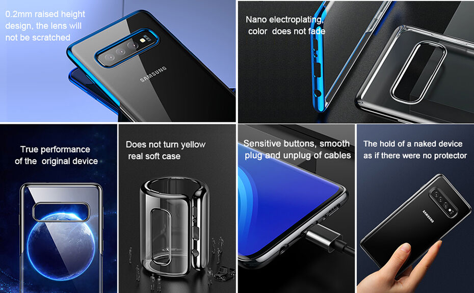 Baseus plastový číry kryt s rámčekom pre Samsung Galaxy S10 Plus - čierny