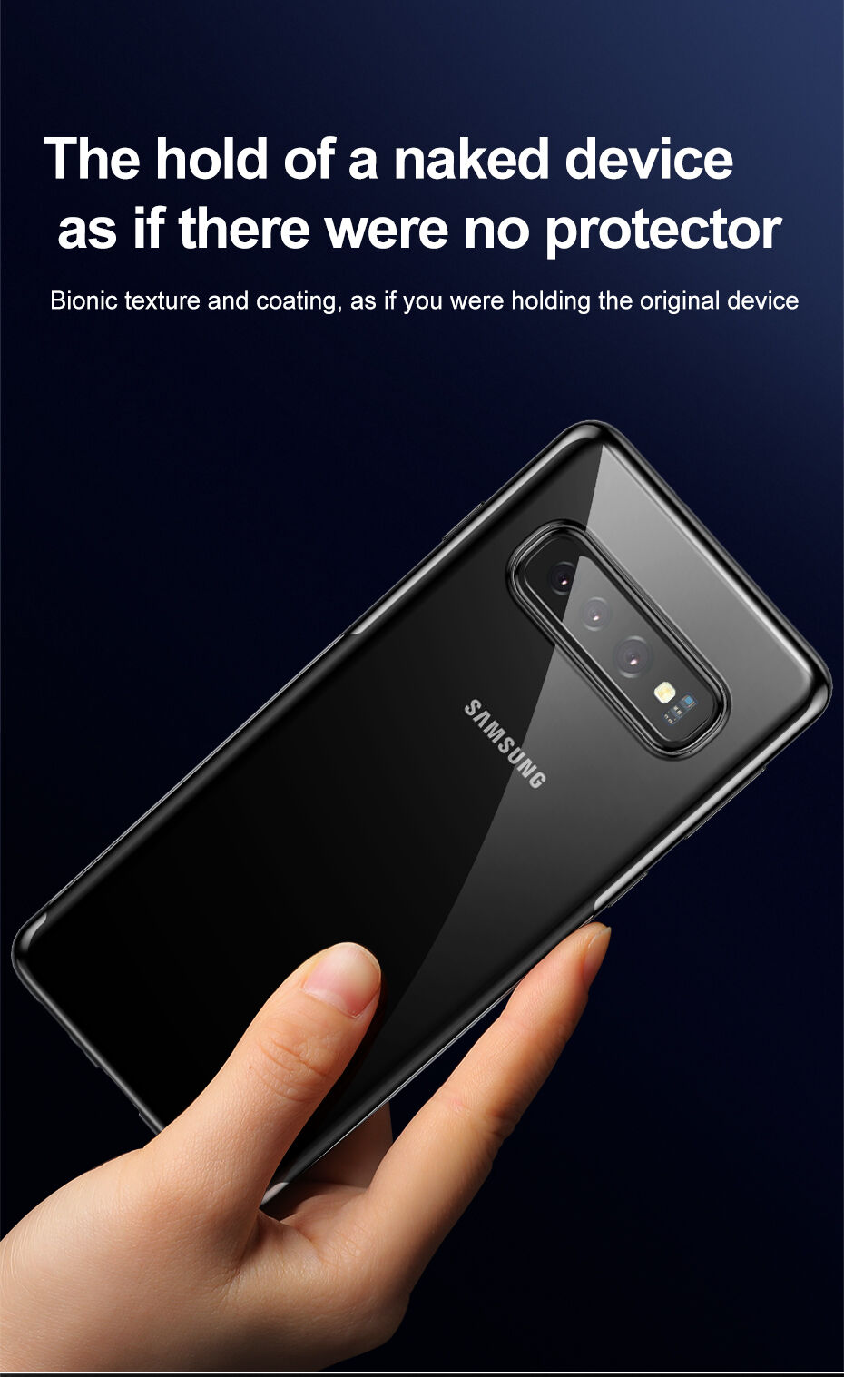 Baseus plastový číry kryt s rámčekom pre Samsung Galaxy S10 Plus - čierny