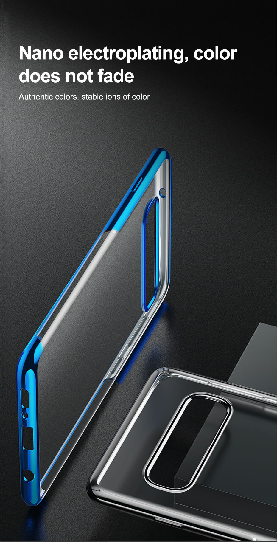 Baseus plastový číry kryt s rámčekom pre Samsung Galaxy S10 Plus - čierny