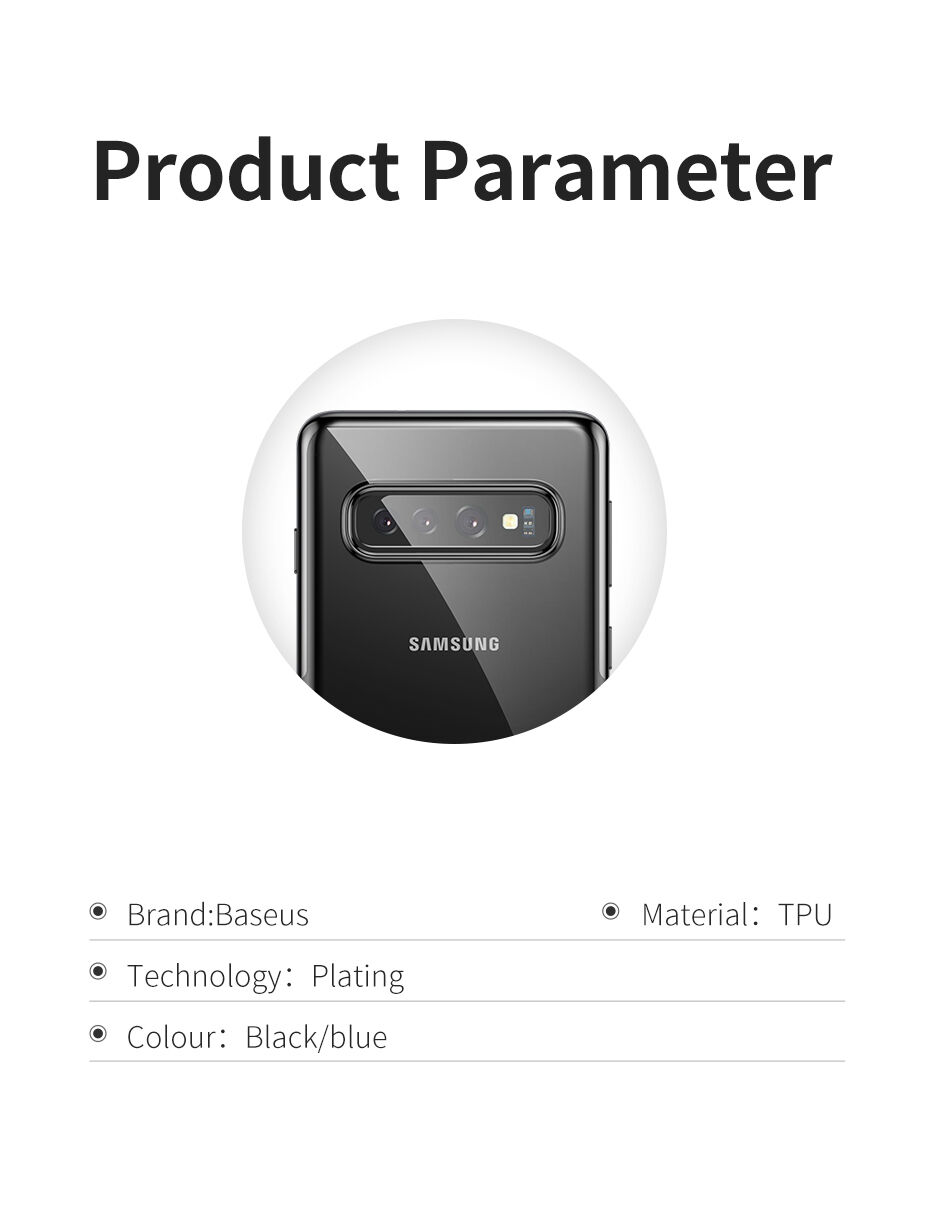 Baseus plastový číry kryt s rámčekom pre Samsung Galaxy S10 Plus - čierny