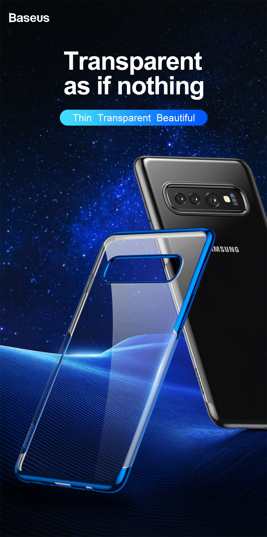 Baseus plastový číry kryt s rámčekom pre Samsung Galaxy S10 - čierny