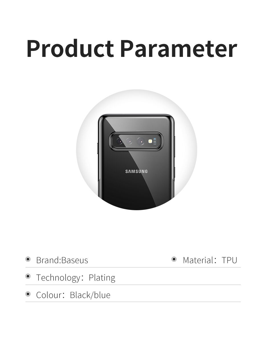 Baseus plastový číry kryt s rámčekom pre Samsung Galaxy S10 - čierny