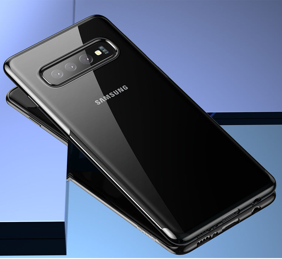 Baseus plastový číry kryt s rámčekom pre Samsung Galaxy S10 - čierny
