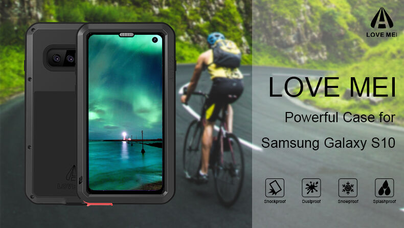 Love Mei kovový superodolný kryt pre Samsung Galaxy S10 - čierny