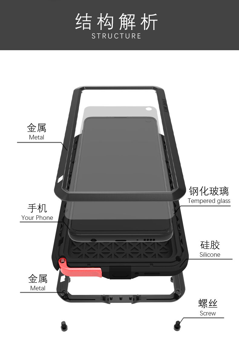Love Mei kovový superodolný kryt pre Samsung Galaxy S10 - čierny